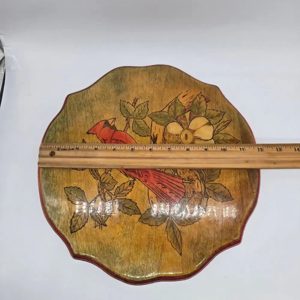 Vintage Hand Painted Cardinal Bird Wood Wooden Plaque Wall Hanging Retro